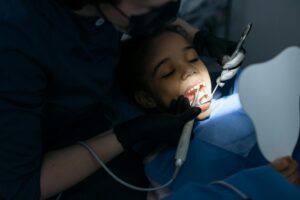 Plaque on kids teeth.